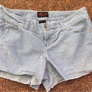 Torrid Vintage Blue Corduroy Raw Hem Cut Off Shorts 12